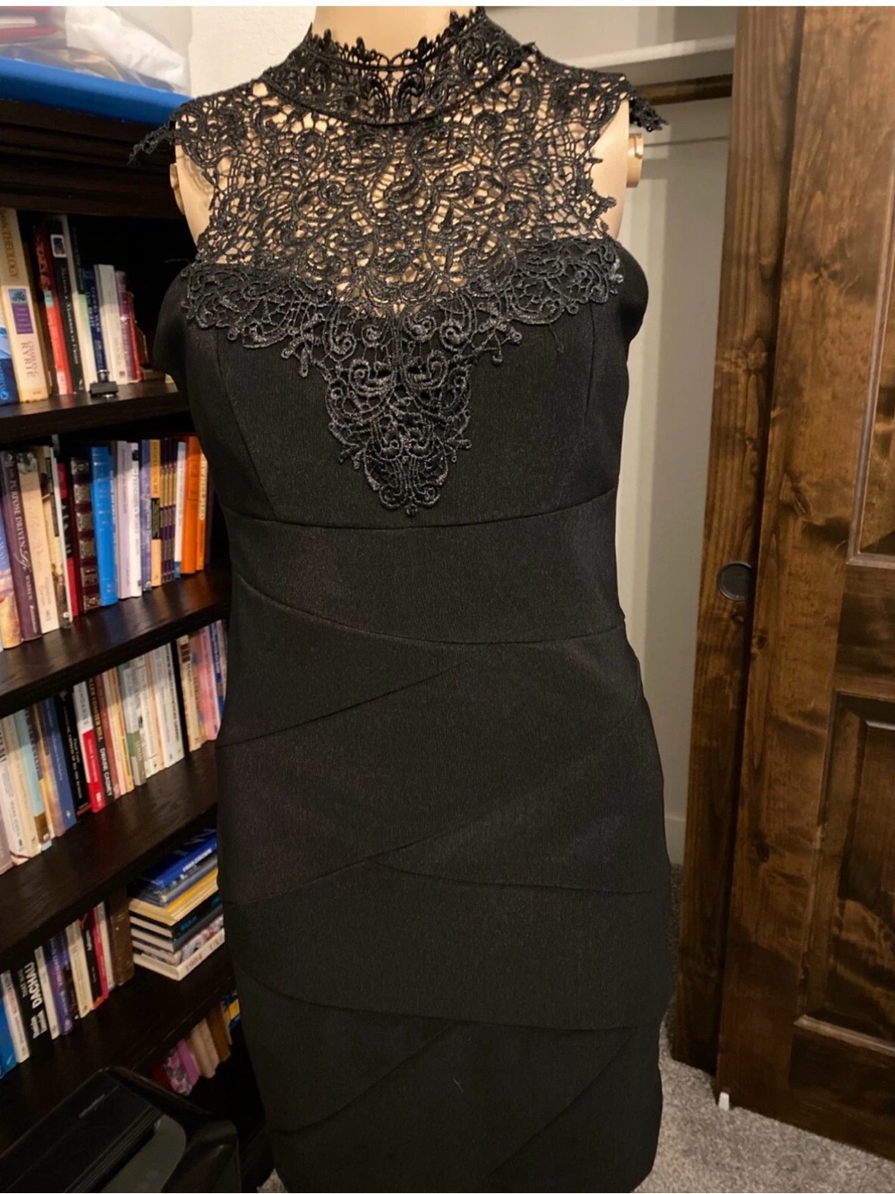 Emerald Sunday Juniors Strapless Black Lace-Trim Sheath Dress Size Small